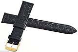 Longines 18 mm schwarz Croc Herren Ersatz Uhrenarmband gold Schnalle