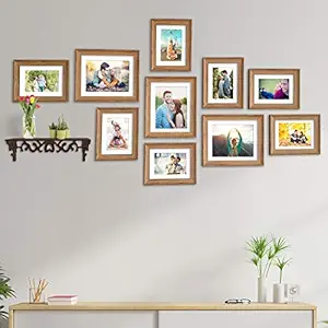 Art Street Photo Frame For Wall Set of 10 Brown Picture Frame with MDF Self For Home and Office Decoration , Free Hanging Accessories-Size -6x8 ,8x10 Inches (ASPWT23262)