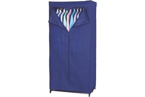 Armadio Salvaspazio con Appendiabiti Armadio Guardaroba in TNT Facile da Montare H. 160 cm Colore Blu Pratiko Life