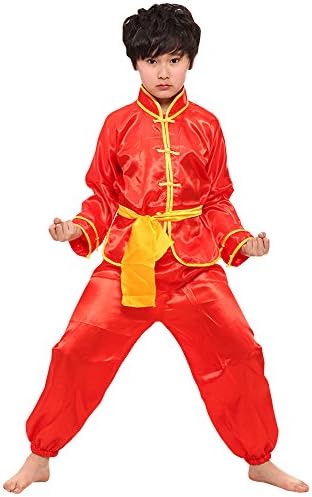Fuyingda Unisex Boys Girls Kids Long Sleeve Tai Chi Uniforms Kung Fu Martial Arts Outfits Clothing Performances Dance Costumes