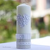 Taufkerze Kommunionkerze Kerze zur Taufe weiss Strass Blume Handarbeit binnbonn