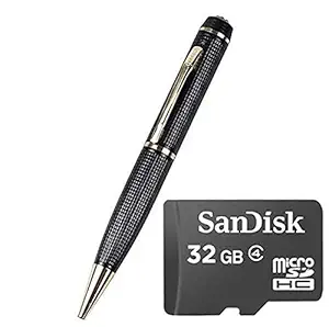 M S TECH Pen Camera 1080p Full HD Video and Audio Recording, Free 32GB SD Card & Card Reader, 2 Modes Recording Function, Camera Pen 1080p