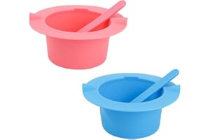 FIDWALL 2szt zestaw wkładki silikonowe grzejniki, zapasowa miska nieprzywierająca. Ponownie użyj 2 szpatułki do depilacji (Różowy niebieski)