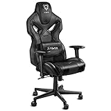 Diablo X-Fighter Chaise Gaming De Bureau Accoudoirs Réglables 3D Coussin Lombaire Mécanisme d'inclinaison Cuir Artificiel Perforé (Noir-Noir)