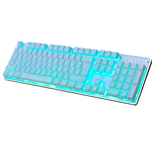 Preisvergleich Produktbild Guanwen Gaming Wired Tastatur, mechanische Feel Optical Blue Atmung hintergrundbeleuchtetes ergonomisches Metall Multimedia Keys USB-Tastatur für PC Laptop-Computer