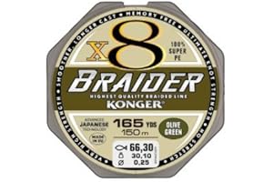 Geflochtene Schnur KONGER Braider Olive Grün 8-Fach Braided Line Angelschnur 150m 0,04mm-0,25mm