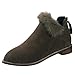 Produktbild MYMYG Damen Pelz Flock Ankle Solid Kurze Chelsea Stiefel Bootie Schuhe Flache Freizeitschuhe Pumps Kurzschaft Wildleder Stiefel Schlüpfen Stiefeletten Einzelne Schuhe Kurz Winter Stiefel