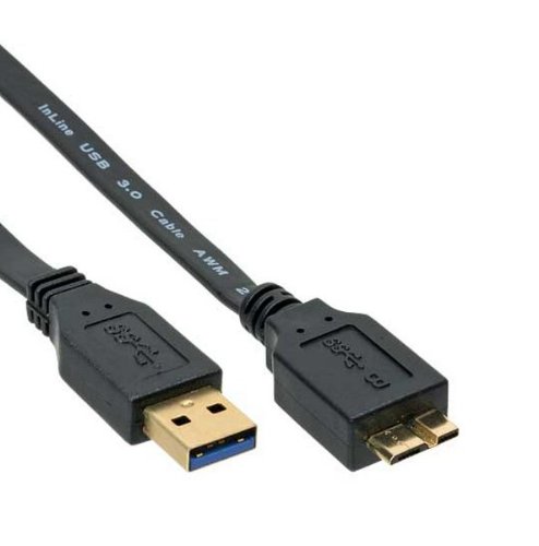 InLine 35405F A an Micro B USB 3.0 Flachkabel (0,5m) schwarz