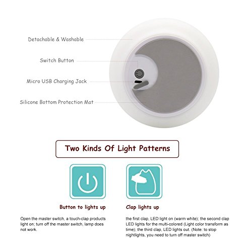 LED Nachtlicht, Florally Kinder Silikon LED Nachtlicht mit 7 Beleuchtung, Stimmung Lampe mit eingebaute Akku, Yoga Lampe, dimmbares Warmweiß/Farbwechsel mit Touch Schalter für Babys Zimmer,Schlafzimmer, Wohnräume, Camping, Picknick Indoor/Outdoor - 3