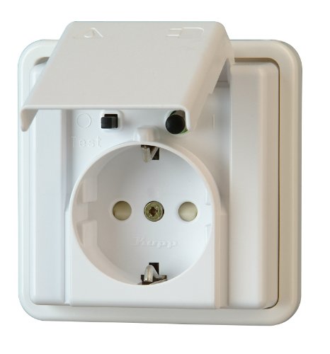Preisvergleich Produktbild Kopp 916602017 DI-Personenschutzsteckdose mit Deckel Unterputz Feuchtraum, arktis