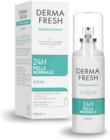 Dermafresh Deodorante Spray Efficace 24h, 100 ml, Pelle Normale, Antimacchia, Profumazione Delicata, Freschezza Immediata, Dermatologicamente Testato