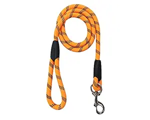 PetWag Nylon Rope Leash, for Large and Giant Dogs, Extra Large (XL), 6 Ft, Orange - 15mm