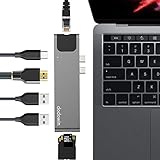 C Hub USB compatible avec le MacBook Pro 2019 2018 HUB MacBook Air 2018 pour 2017/2016 Adaptateur MacBook Pro, 1 * Ethernet, 1 * Thunderbolt 3, 1 * HDMI 4K, lecteur SD et micro SD, 2 * USB 3.0 (gris sidéral)