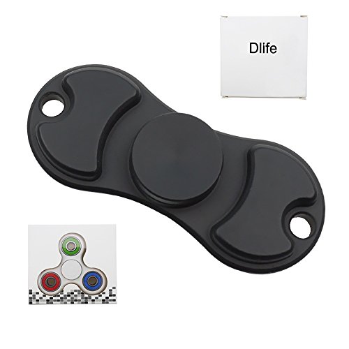 Dlife 2 Branches Hand Spinner, High Speed Great Bearings, Tri-Spinner Fidget Toy, Hand Spinner Focus Toys, Stress Reducer Relieves Anxiety and Boredom For Kids & Adults (Black)