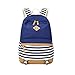 Produktbild Fashion Mädchen Schulrucksack Damen Canvas Rucksack Teenager Baumwollstoff Streifen Schultasche Daypacks für Universität Outdoor Freizeit (Königsblau)