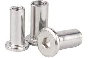 QIRUIRED 5 Pcs M5 x 20mm Hex Socket Screw Rivet Insert Nut 304 Stainless Steel Flat Head Barrel Nuts Internal Thread Cylindrical Nut Rivnut Locking Screws or Bolts