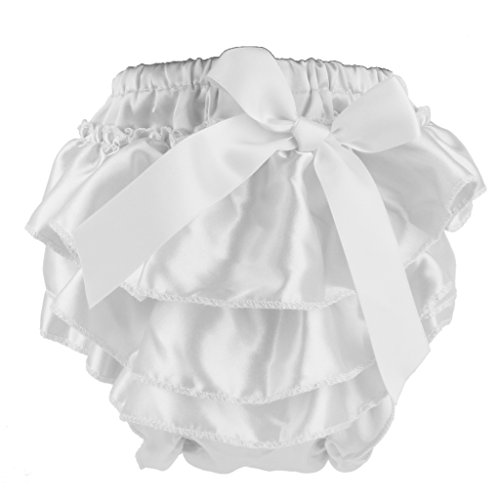 Baby Girl Satin Bowknot Bloomers Diaper Cover Panties for 0-6 Months S (White)