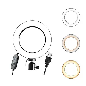 Ring Light OEBLD Dimmable with 3 Light Modes & 10 Brightness Level LED Ring Fill Lights for Phone Live Stream Makeup YouTube Shooting (A (only 6'' Ring Light))?