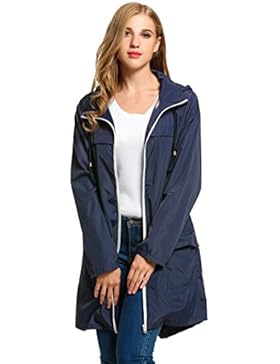 HOTOUCH Damen Regenjacke Regenmantel Regenparka Übergangsjacke Funktionsjacke Mit Kapuze Tasche Wasserdicht