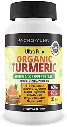 Organic Turmeric Curcumin Capsules with Organic Black Pepper (Piperine) For Enhanced Absorption. Arthritis & Joint Pain Relief - 60 High Strength Veg Capsules, Manufactured in UK, Soil Association Certified.