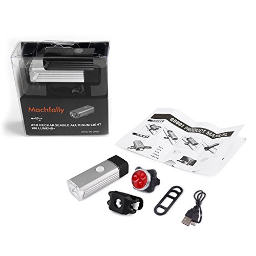 Silber LED Fahrradbeleuchtung Set USB Wiederaufladbare LED Fahrradlicht Set LED Frontlichter Frontlich und Rücklicht - 7