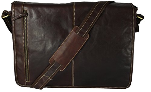 Laptop-Tasche „ATLANTA“ (15″) | Echtes Büffel-Leder | Notebook Umhängetasche Herren Damen Braun | By Alpenleder - 2