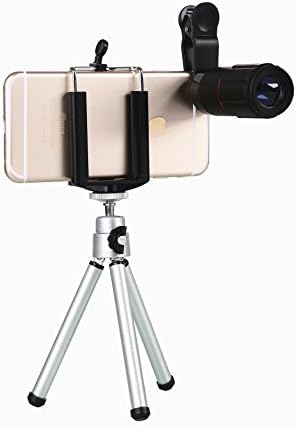 WONBSDOM Universal 8X Clip-On Telephoto Telescope Camera Phone Lens Kit(Black) Manual Focus with Tripod + Retractable Phone Holder + Microfiber Cleaning Cloth for iPhone/4S/5/5S/5C/SE/6/6S Plus/7/7 Plus iTouchs&iPads series Samsung GalaxyS4/S5/S6/S7 Note 2/3/4/5/6 HTC Nokia Sony,BlackBerry etc.