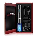 Perfecto como regalo: Funciona con 4 baterías AA, abrelatas de vino que le ofrece una botella de vino en 3 a 8 segundos, hasta 120 botellas. Este set completo complacerá a cualquier amante del vino. Esta caja también es perfecta como regalo para ocasiones especiales: cumpleaños, bodas, fiestas de inauguración de la casa, despedidas de soltero.