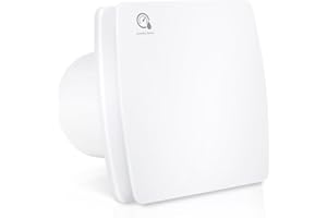 Randaco Ventilateur de salle de bain 100mm｜Avec capteur d'humidité et clapet anti-retour timer｜Montage au plafond et au mur｜Fonctionnement silencieux｜Pour cuisine, salle de bain et cave｜Blanc