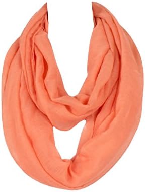 DAMILY Infinity Scarf Solid Color Loop Scarf Ring Neckerchief (Orange)