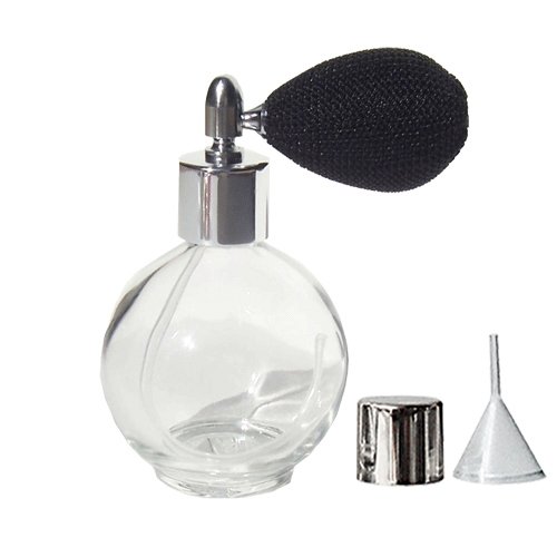 GETI BEAUTY Empty Refillable Perfume Glass Bottle with Black Mesh Atomizer 2.65oz/78ml