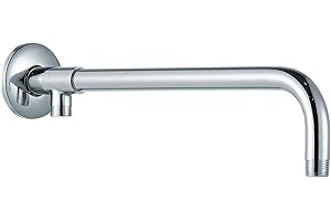 OFFO Shower Arm with Brass Holder 40cm(16 inch) Universal Wall-Mounted Replacement Shower Arm for Fixed Shower Head and Rain Shower Head, Chrome