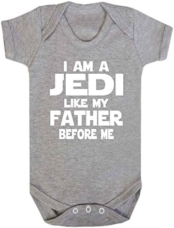I am Jedi like my Father- Star Wars Novelty baby sleepsuit vest babygrow onesie funny wizard (0-3 months, Grey)