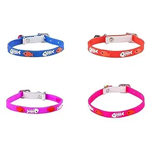 RvPaws Classic Solid Color Soft Silicon Adjustable Puppy/Cats/Kitten Collar -Set of 4