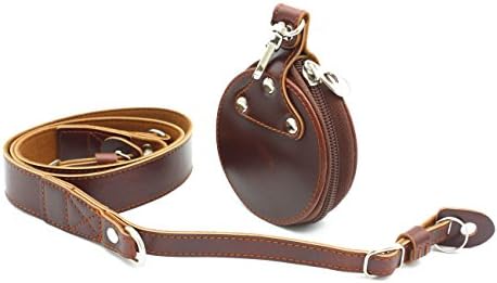 JUNIPA Universal Leather Camera Strap Neck Shoulder Strap + Storage Case Carrying Bag for Canon Fuji Nikon Olympus Panasonic Pentax Sony - Coffee