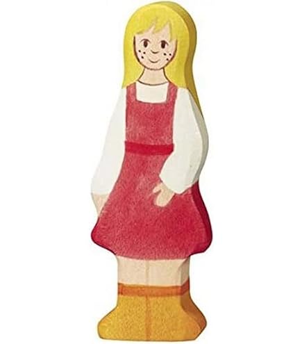 Holztiger Spielfigur Bäuerin – Handbemaltes Holzspielzeug Aus Ahorn, Für Kinder Ab 3 Jahren