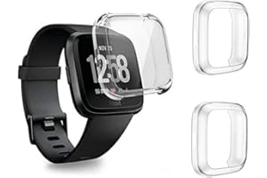 DULIPING 2 Stück Schutzhülle für Fitbit Versa 2 Hülle, Vollständige Abdeckung Weiche TPU Schutzfolie Kompatibel mit Fitbit Versa 2 Case, Transparent+Transparent