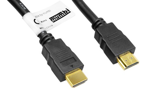 mumbi HDMI Kabel 3 Meter - 19pol. HDMI-Stecker 19pol, vergoldet, doppelte Abschirmung, 1080p, HDMI 1.4, High-Speed with Ethernet
