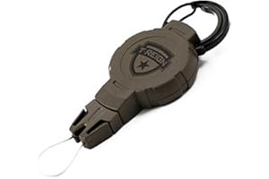 Boomerang Tool Company Hunting Retractable Gear Tether with a Retractable Kevlar Cord and Carabiner, Hook & Loop Strap or Belt Clip and Universal Wire End Fitting - Made in The USA