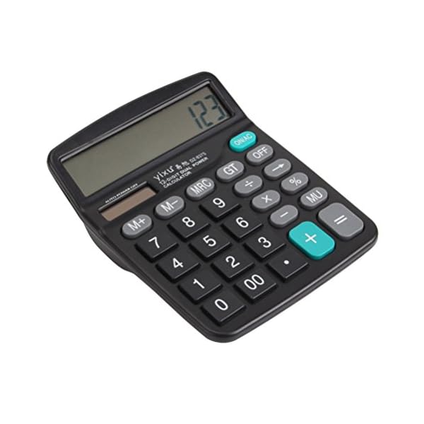 Black Solar Battery Powered Desktop Calculator Desk Office School