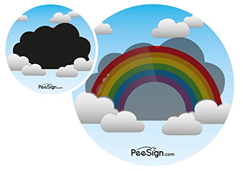 PEESING Pegatinas autoadhesivas para inodoro - Calcomania sticker para urinario "nubes y arcoiris"