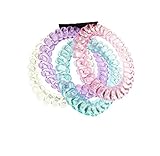 Mytoptrendz® Girls Plastic Rubber Wire Elastics Pastel Colour Jelly Hair Elastic Ponytail Bobble Hair Bands Set of 4 pcs