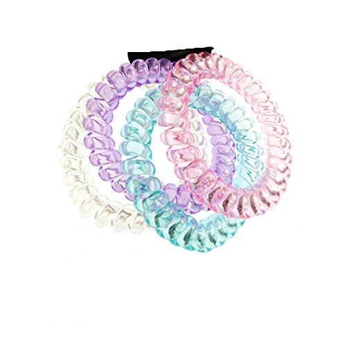 Mytoptrendz® Girls Plastic Rubber Wire Pastel Colour Jelly Hair Elastics Ponytail Bobble Hair Bands Hair Elastics Set of 4 pcs