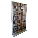 Regal CD DVD 102x23x180cm weiss/buche 1080CD 505DVD Standregal Wandregal Bücher