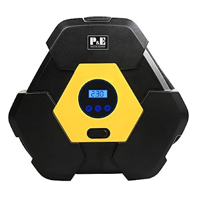 PONCTUEL ESCARGOT Compresseur d'air Portable Gonfleur de Pneu Portatif Compresseur d'air de Voiture, Triangle Facile à Porter Indicateur de Pression de Pneu d'Affichage Numérique 12V