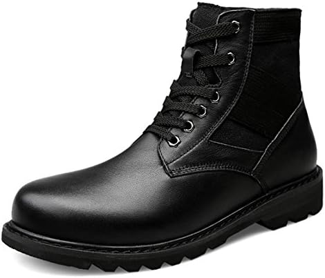 Men'S Shoes Genuine Leather Outdoor Casual Rubber Lace-Up Handmade Martin Plus Plush Snow Cotton Tooling Fall Winter Black Size39 To 47 , Black , 42