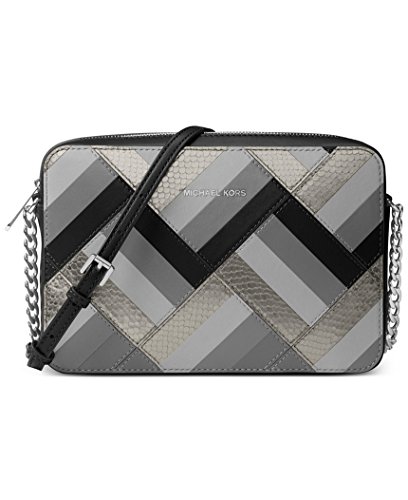 Preisvergleich Produktbild MICHAEL Michael Kors Marquetry Patchwork Jet Set Travel Large East West Crossbody Black