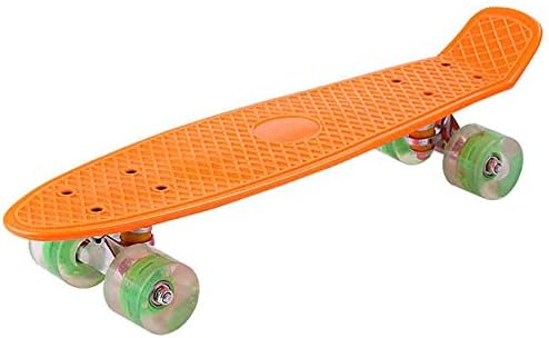 FigtingEagle Small fish board men and women adult four wheel skateboarding movement Four rounds of children banana board single rocker flash wheel , small fish plate with flashing wheel - orange