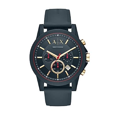 Armani Exchange Homme Analogique Quartz Montre avec Bracelet en Silicone AX1335