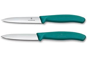 Victorinox Swiss Classic, Juego de cuchillos para tomate y pelar, 2 piezas, Hoja extra afilada, Mango de plástico, Acero inoxidable, Swiss Made, Verde